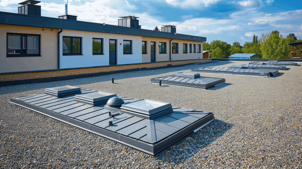 Flachdach mit Kieseindeckung